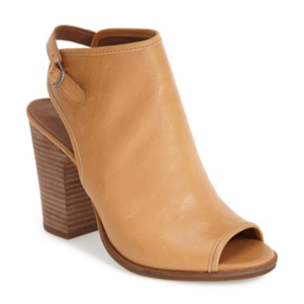 Lucky Brand Leather Open Toe Booties Lisza